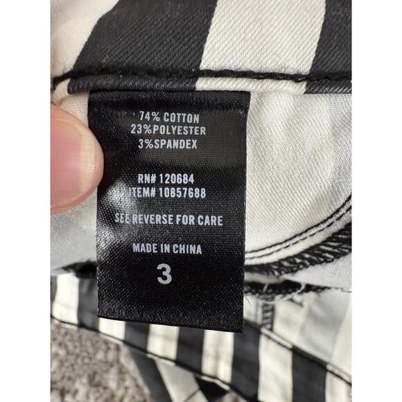 Blackheart Size 3 Stingerette Y2K Goth Emo Grunge Pants Black White Striped - Picture 10 of 12